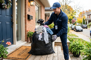 Deliver Driver Picking Up Dirty Laundry 300X200